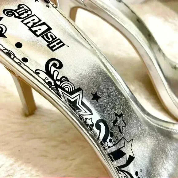 Brash Silver Open Toe Lattice Heeled Sandals - Picture 7 of 16